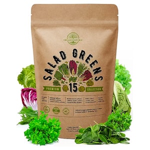 Organo Republic 15 Lettuce & Salad Greens Seeds Variety Pack 7500+ Non-GMO Heirloom Lettuce Seeds for Indoors & Outdoors